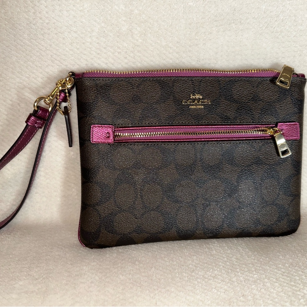 Coach Brown and Pink Wristlet
